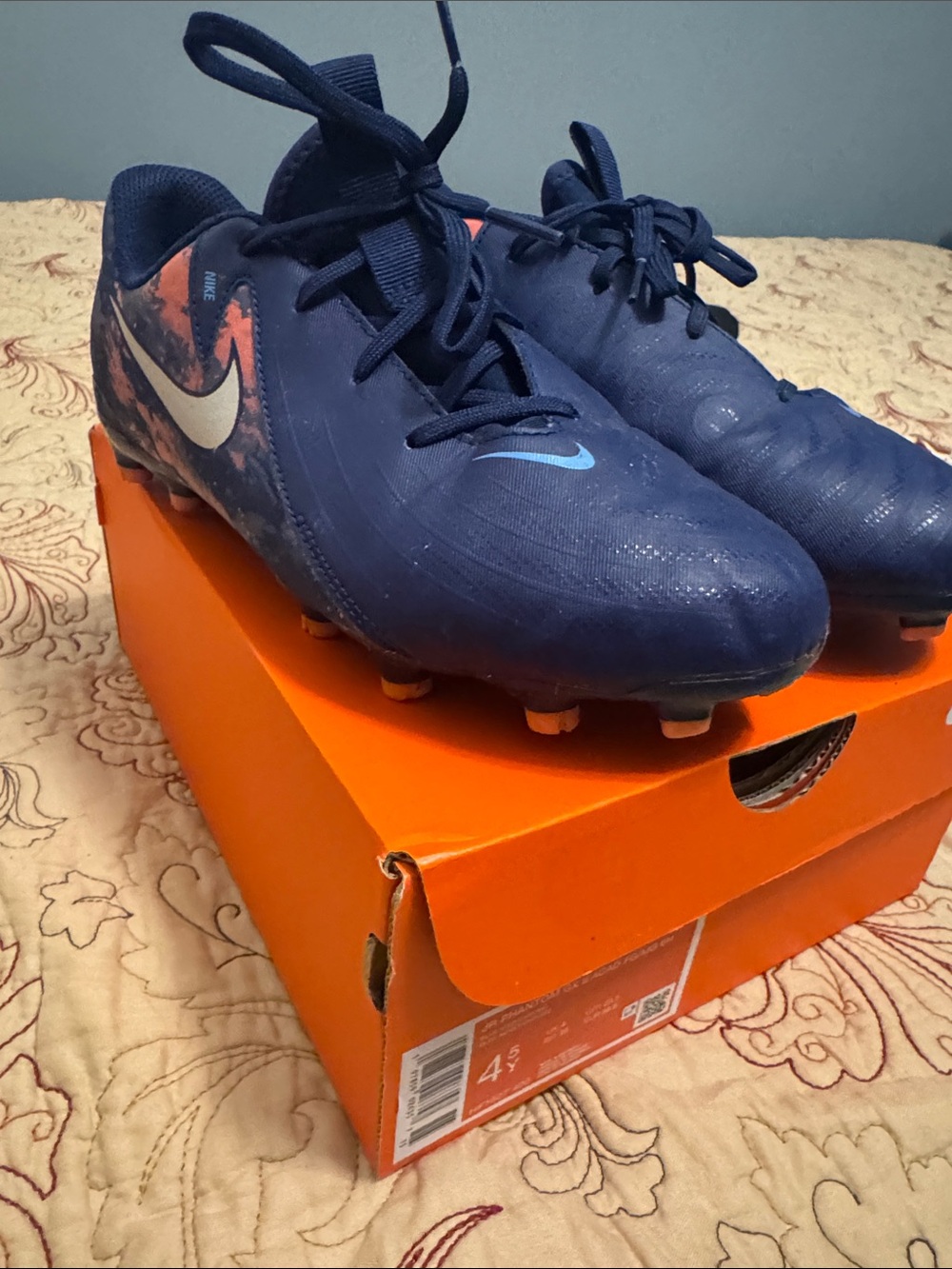 Nike Navy Blue Soccer Cleats with Coral Accent